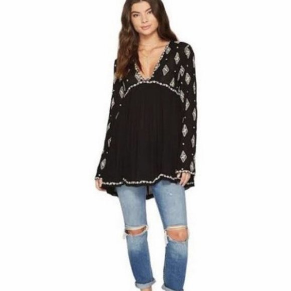 Free People Black Diamond Tunic Dress Small - Picture 3 of 8
